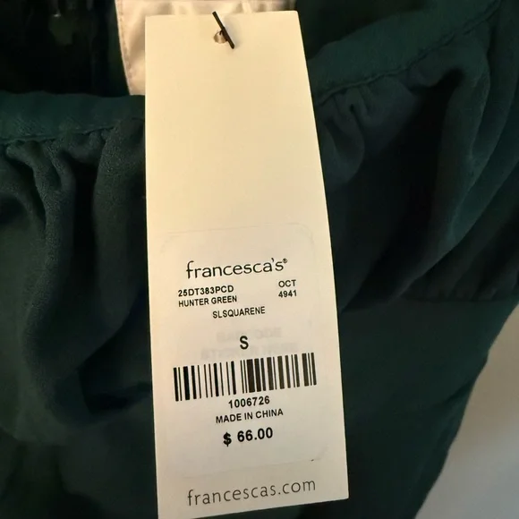 Audrey Parks Francesca’s Tie-Shoulder Forest Green Wide-Leg Jumpsuit Women - Picture 7 of 9